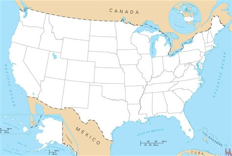 Blank Outline Map of The United States | WhatsAnswer