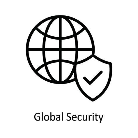 Global Security Vector Outline Icon Design Illustration Cyber Security Symbol On White