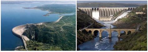 Almendra dam (Salamanca-Zamora) and Alcántara dam and bridge (Cáceres ...