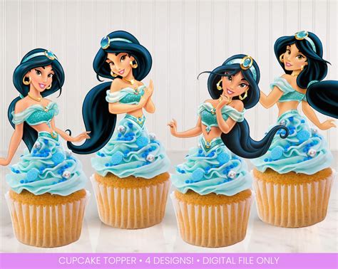 Princess Jasmine Cupcake Topper Princess Jasmine Printable Etsy