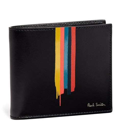 Paul Smith Black Leather Painted Stripe Bifold Wallet Harrods Uk