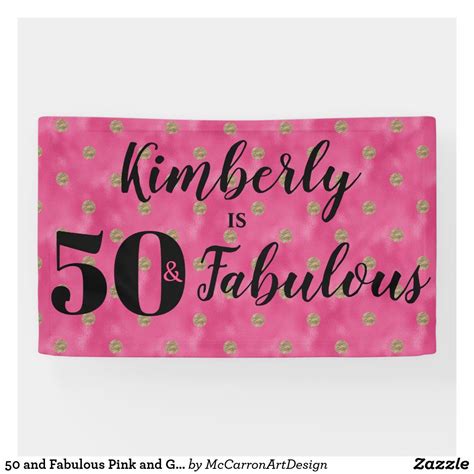 50 and Fabulous Pink and Gold Birthday Banner