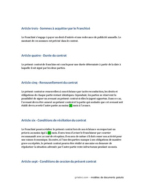 Contrat De Franchise DOC PDF Page 3 Sur 4