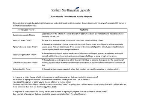 CJ 340 Module 3 Practice Activity CJ 340 Module Three Practice