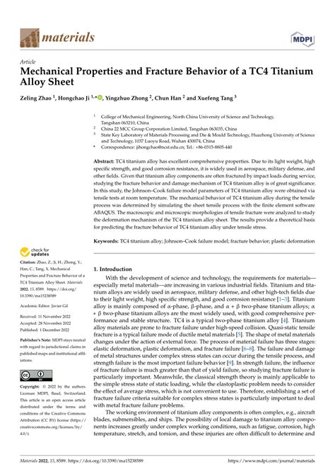 Pdf Mechanical Properties And Fracture Behavior Of A Tc Titanium