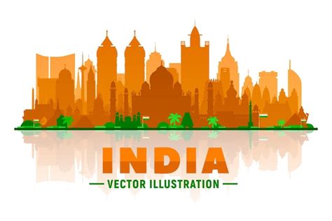 Premium Vector India Skyline Silhouette With Panorama In Sky