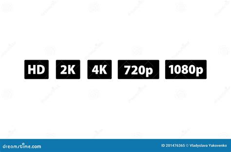 Display Resolution Icons 4k Uhd 8k Quad Hd Full Hd And Hd Screen