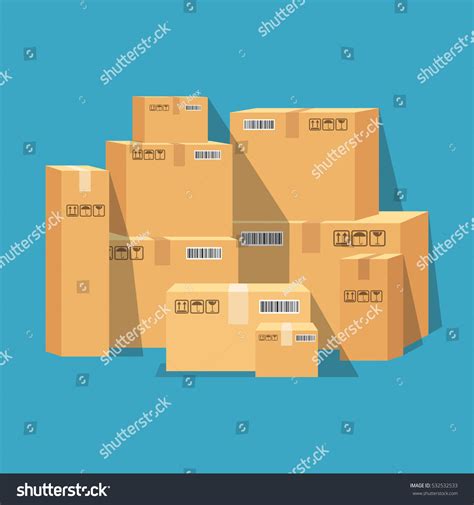 Pile Stacked Sealed Goods Cardboard Boxes Stock Vector Royalty Free