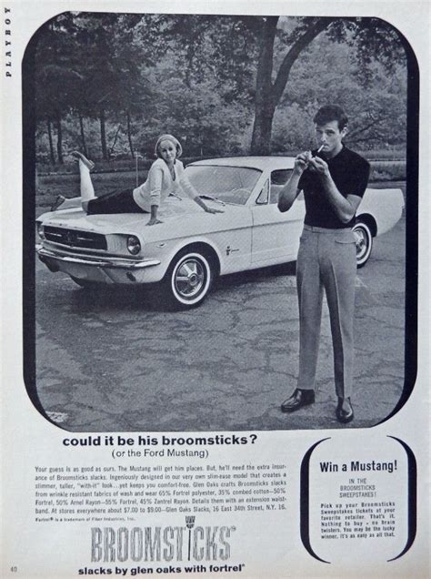 1965 Ford Mustang 60 S Print Ad Color Illustration Broomsticks Original