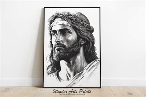 Jesus Drawing Portrait Jesus Wall Art Christian Decor Jesus - Etsy