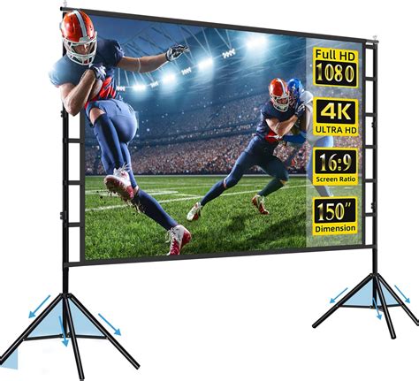 Upgraded Projector Screen With Stand Inch Indoor Outdoor Movie