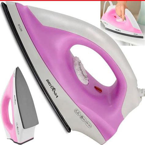 Ferro De Passar Roupa Sem Vapor - Ferro De Passar Roupa BRITâNIA Seco Antiaderente BFS28R Rosa 1000w ...