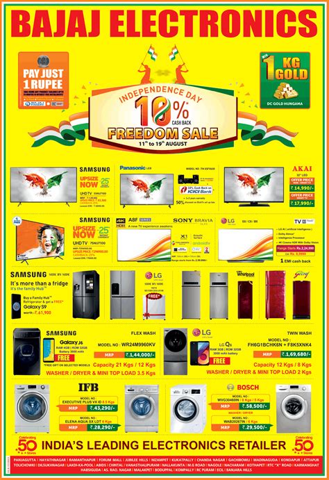 Bajaj Electronics Independence 10 Cashback Freedom Sale Ad Advert