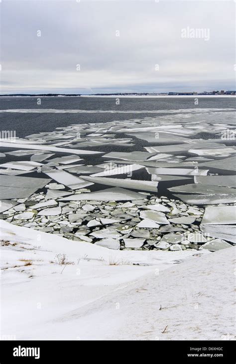 Sea ice surrounding Suomenlinna island in Helsinki, Finland Stock Photo ...