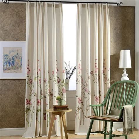 Flowers Cotton Embroidery Curtain Fabric Study Room Curtains Floral ...