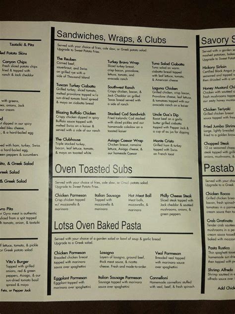 Menu at Savory Restaurant, Largo