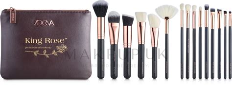 King Rose Makeup Brush Set In Makeup Bag 15 Pcs Brown Makeupuk