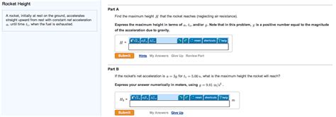 Solved Rocket Height A Rocket Initially At Rest On The