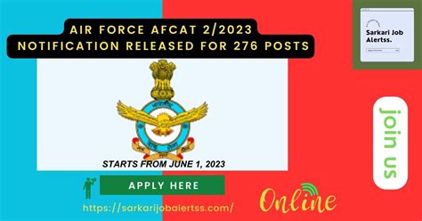 Air Force AFCAT 2 2023 Notification Released For 276 Posts Apply Online