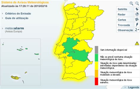 Portugal 16 Distritos De Portugal Continental Sob Aviso Amarelo Braga