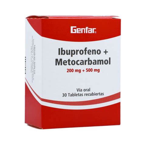 Ibuprofeno Metocarbamol 200 Mg 500 Mg X 10 Tabletas Relajante