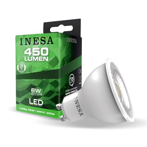 Inesa Led FÉnyforrÁs Spot Gu10 6w 450lm 105° 3000k Izzó