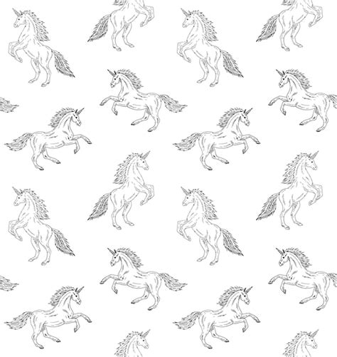 Premium Vector Seamless Pattern Of Hand Drawn Unicorns