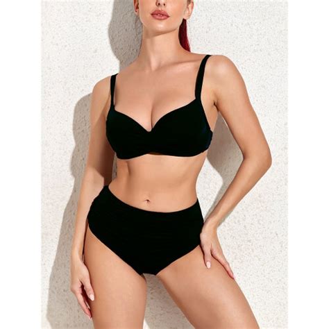 Sexy Bikini Women V Neck High Waist Swimsuit Bikini Set Push Up Bathing