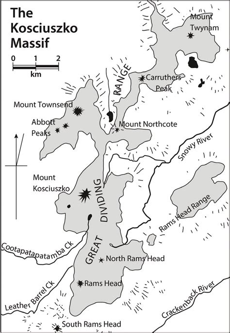 Map Of The Kosciuszko Massif Reproduced By Tony Mander After An