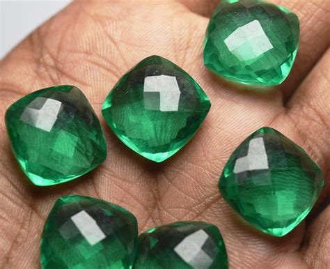 3 Match Pair Emerald Green Hydro Quartz Undrilled Faceted Etsy