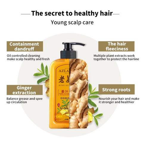 Original Azla Ginger Shampoo 500ml For Hair Loss Herbal Ginger Extract Shampoo Hair Growth Anti