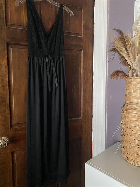 Vintage Black Snowdon Nightgown Lingerie Size Small L Gem