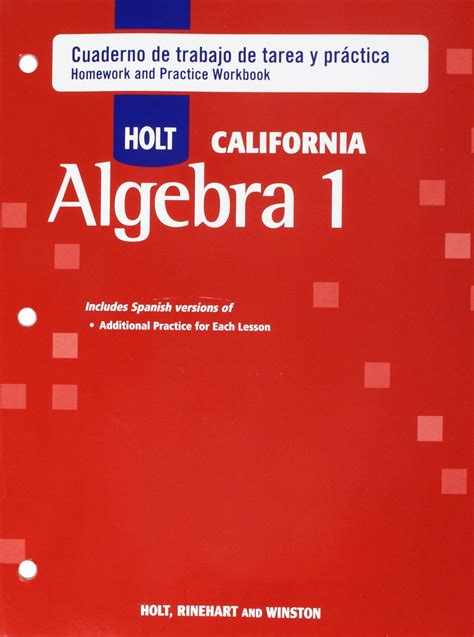 Holt Algebra 1 Cuaderno De Trabajo De Tarea Y Practica Spanish Homework And Practice Workbook