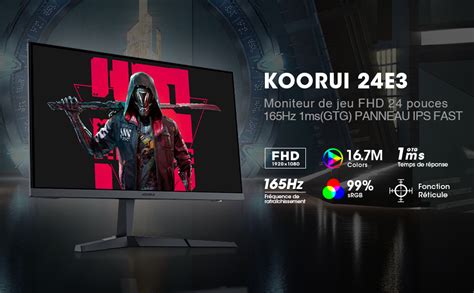 Koorui Ecran Pc Gamer 24 Pouces 165hz 1080p 1ms Ips Freesync