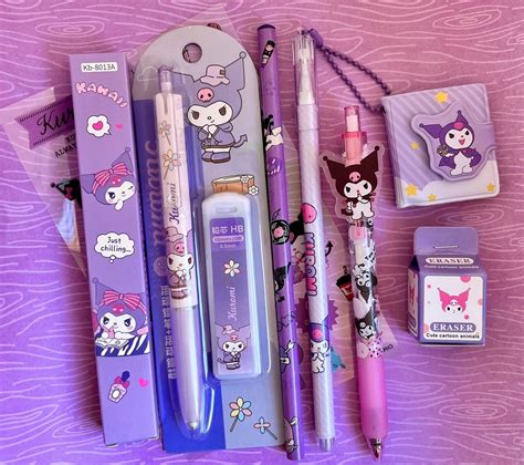 7pcs Kuromi Kuromi Stationery Set Sanrio Characters Kawaii Kawaii Stationery Cute Stationery