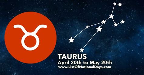 Taurus Horoscope List Of National Days