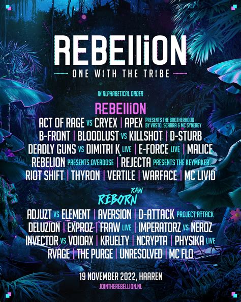 Rebellion 2022 Line Up World Dj Festivals