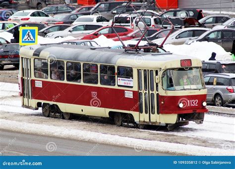 Izhevsk Russia January 31 2018 Classic Soviet Tram Model In The