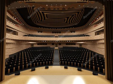 Interior del teatro moderno construido en 3D: fotografía de stock ...