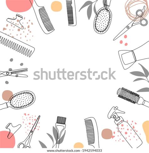 Frame Border Hairdressing Tools Hair Salon Stock Vector Royalty Free