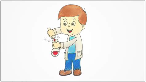 How To Draw A Cute Little Scientist Holding Test Tube And Doing