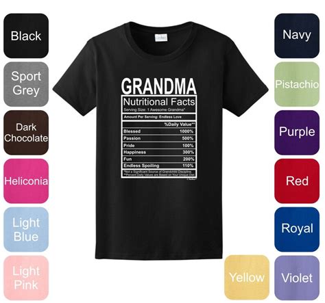 Nutritional Facts Grandma Funny T Ladies T Shirt 2000l Etsy