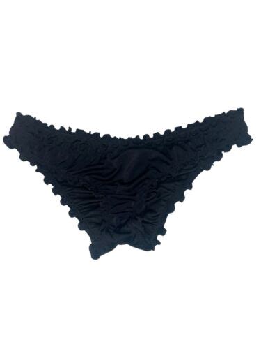 Black Ruffle Trim SHADE SHORE Bikini Bottom Flirty Size Medium