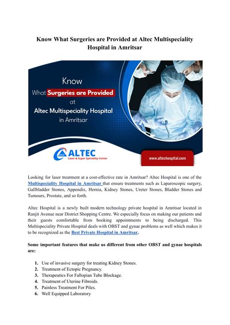 Ppt Know What Surgeries Are Provided At Altec Multispeciality Hospital In Amritsar Powerpoint