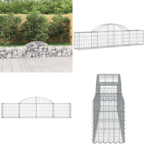 Gabione Mit Hochbogen 200x30x40 60 Cm Verzinktes Eisen Gabionenkorb