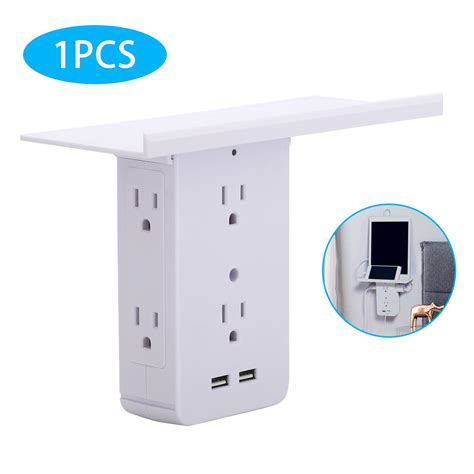 2/1Pcs Socket Shelf 8 Outlet Surge Protector, EEEkit Wall Socket Shelf Outlet Extender with 2 ...