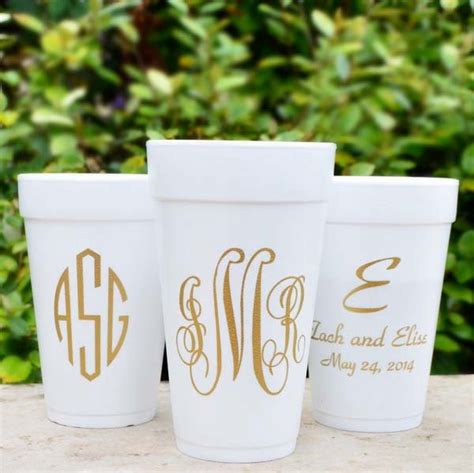 Monogram Styrofoam Cups Personalized Styrofoam Party Cups Etsy