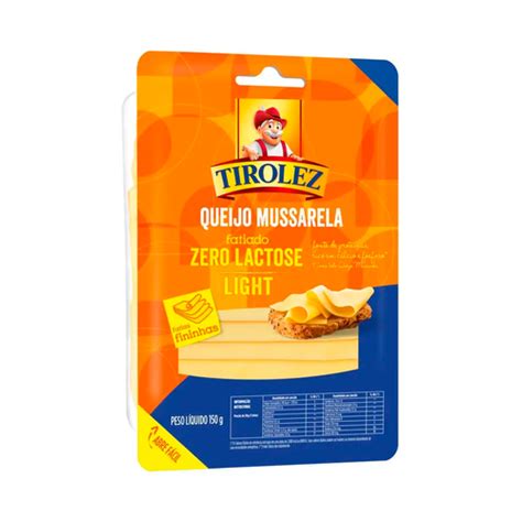 Queijo Muçarela Tirolez Light Fatiado Zero Lactose 150g Supermercados