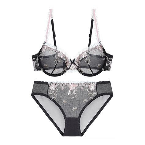 Dropshipping Varsbaby Sexy Embroidery Transparent Bow Underwear Set