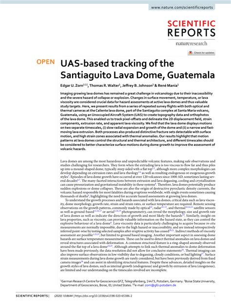 PDF UAS Based Tracking Of The Santiaguito Lava Dome Guatemala